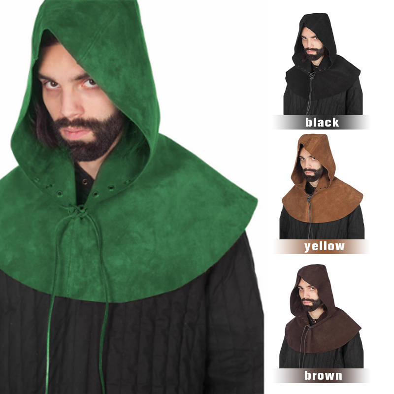 Men'S Viking Accessories - Medieval Viking Hooded Cloak PU Leather