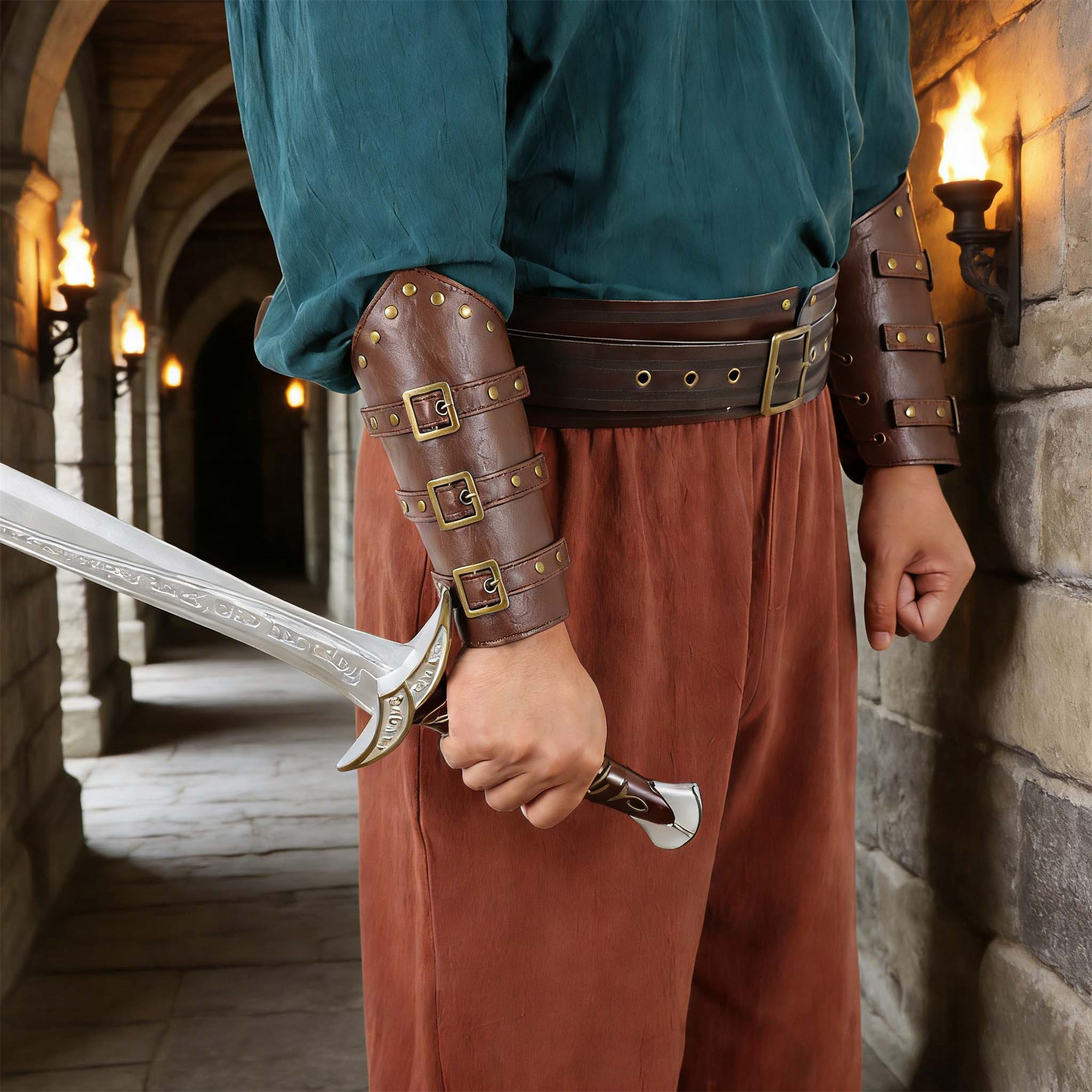 Men'S Viking Accessories - Renaissance Viking Embossed Wide Belt Medieval