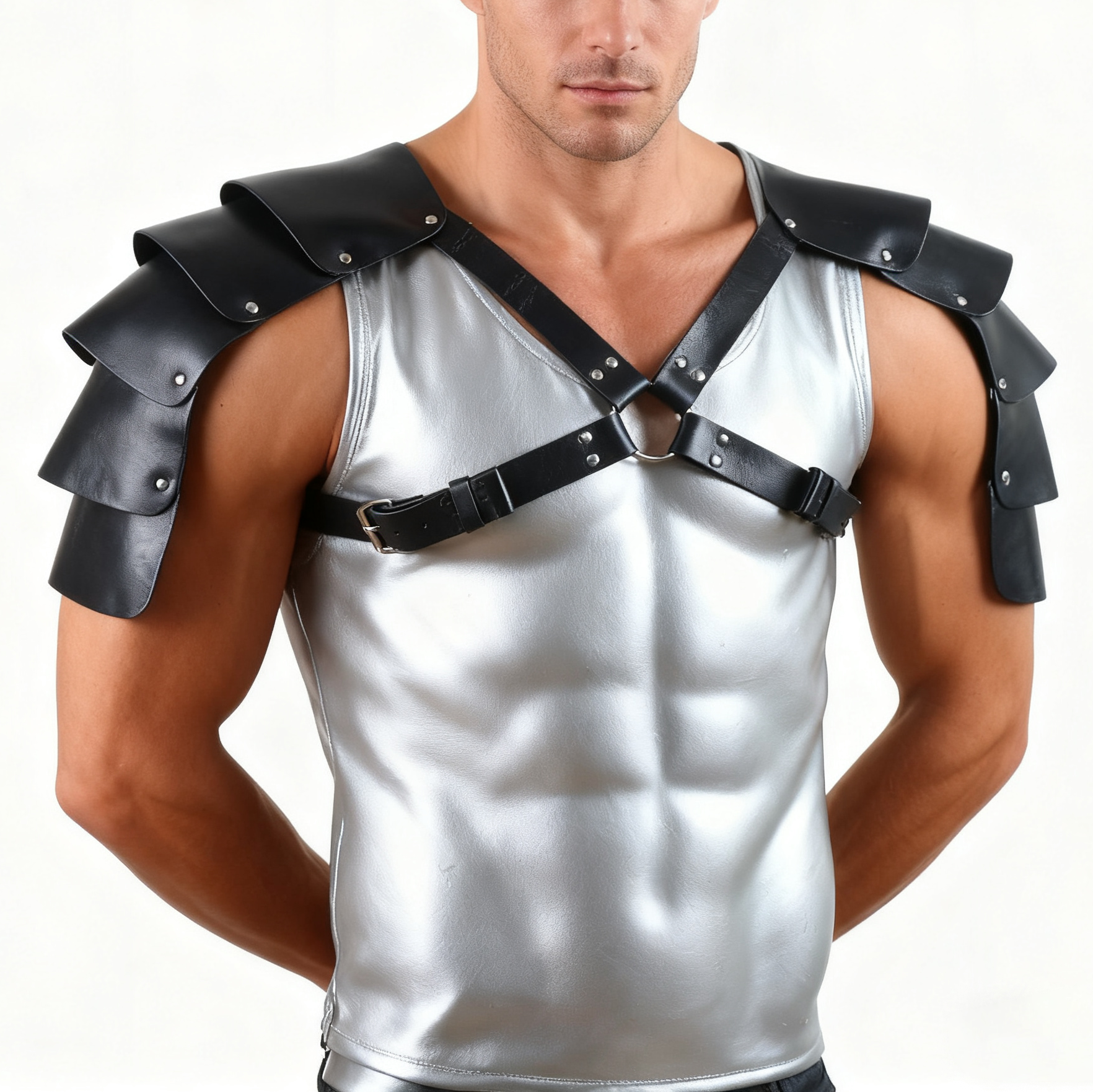 Men'S Viking Accessories - Men Medieval PU Leather Shoulder Armor