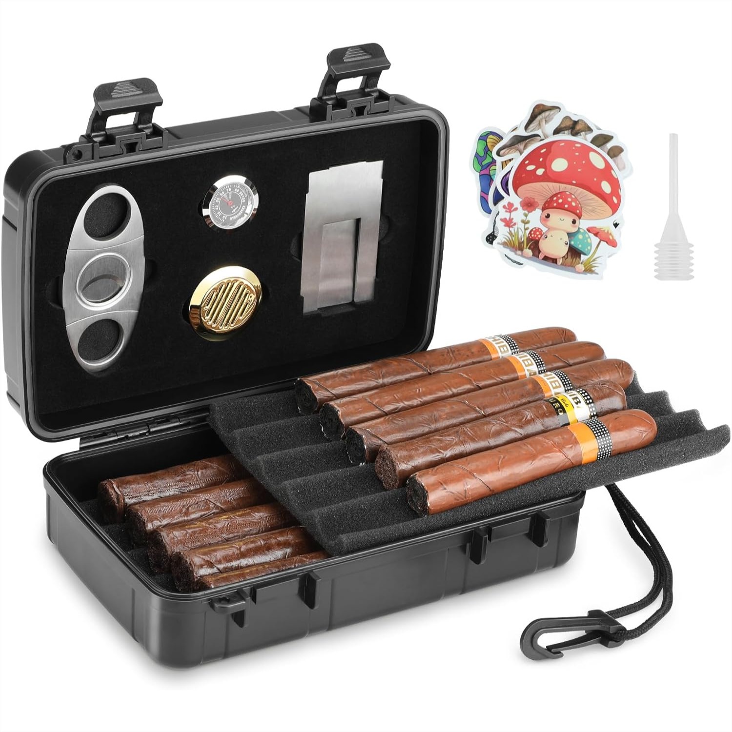 Men Accessories Set - Portable Cigar Humidor Holds 10 Cigars