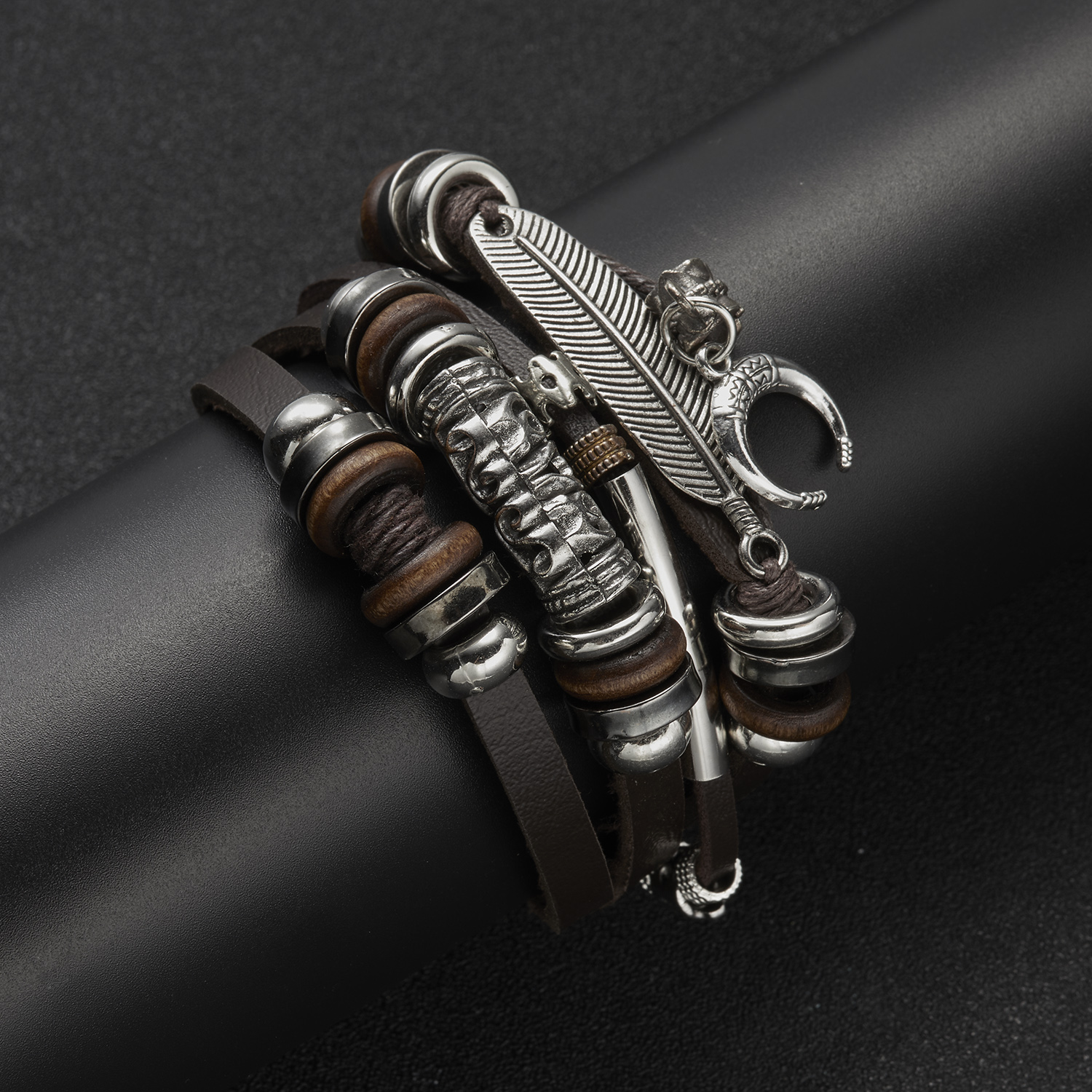 Hot Sale Men Feather Leather B - Men'S Accessories Jewelry Sale avaliação e preço