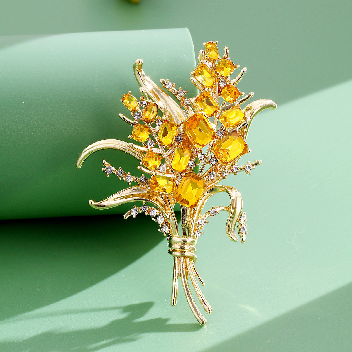 Luxury Zircon Wheat Ear Brooch - Men Accessories Bouquet avaliação e preço