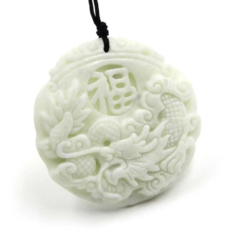 Natural White jade Dragon Phoe - Men Accessories Hand avaliação e preço