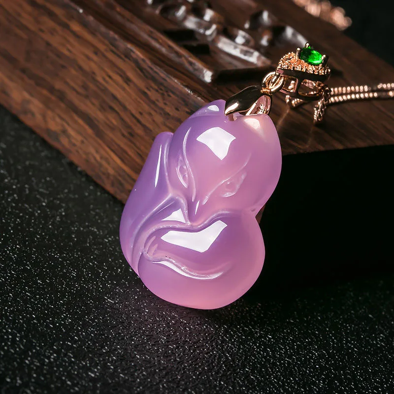 Natural Purple Agate Fox Penda - Men Accessories Hand avaliação e preço