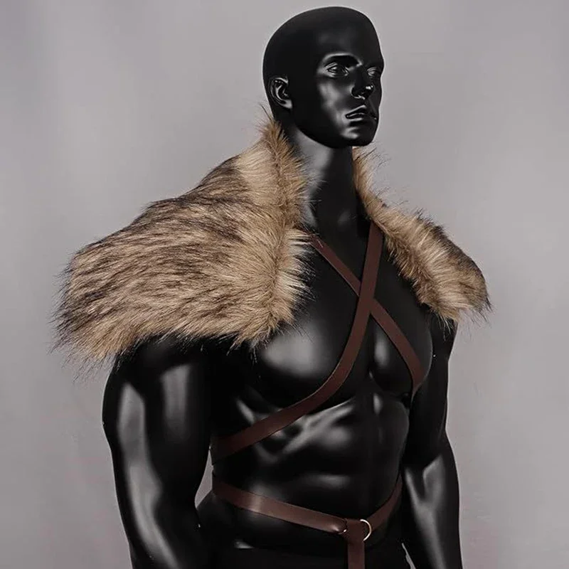 Medieval Men Faux Fur Collar C - Men'S Viking Accessories avaliação e preço