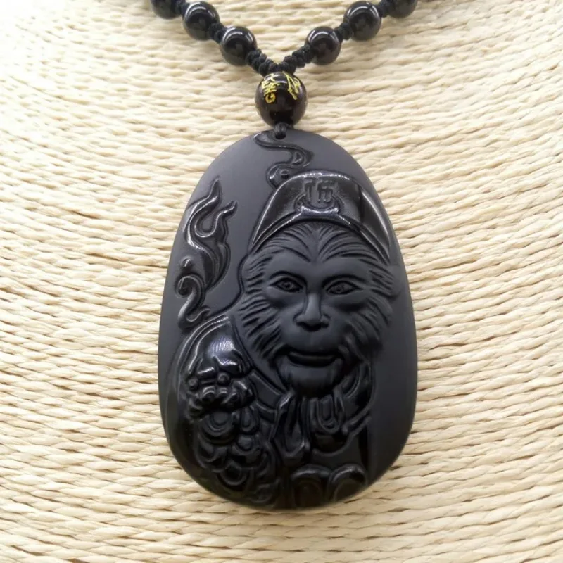 Natural Obsidian Sun WuKong Pe - Men Accessories Hand avaliação e preço