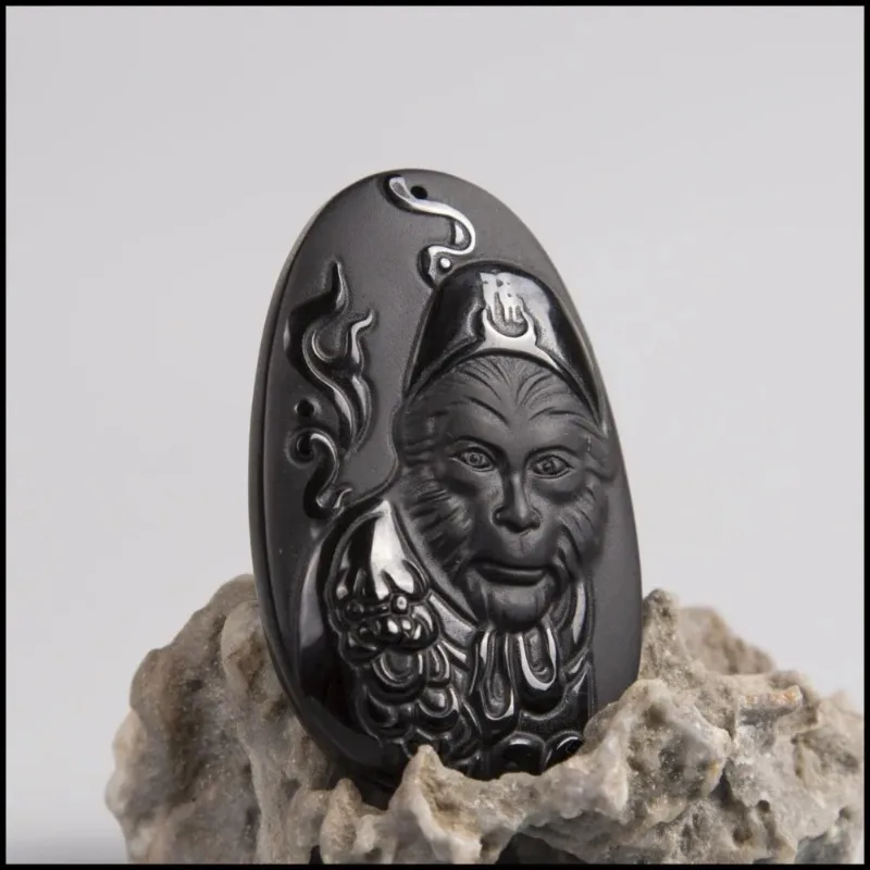 Natural Obsidian Sun WuKong Pe - Men Accessories Hand avaliação e preço
