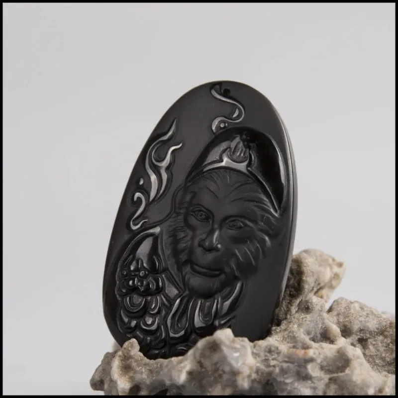 Natural Obsidian Sun WuKong Pe - Men Accessories Hand avaliação e preço