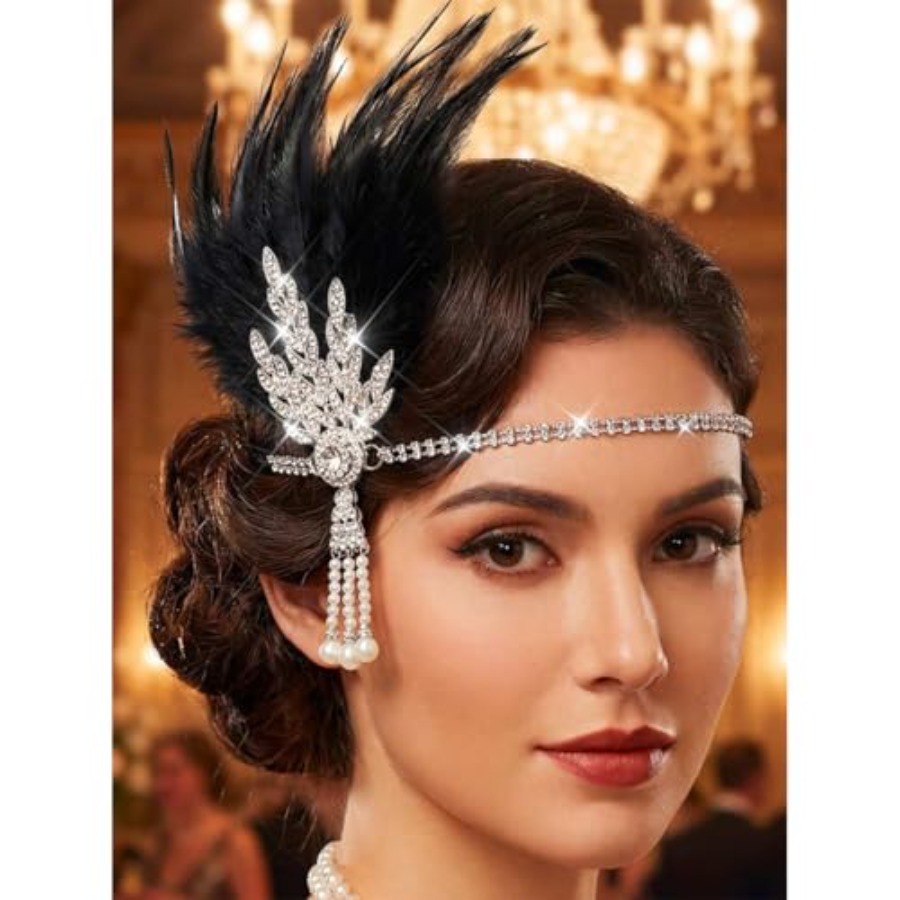 1920s Flapper Feather Headband - Men'S Accessories In The 1920S avaliação e preço