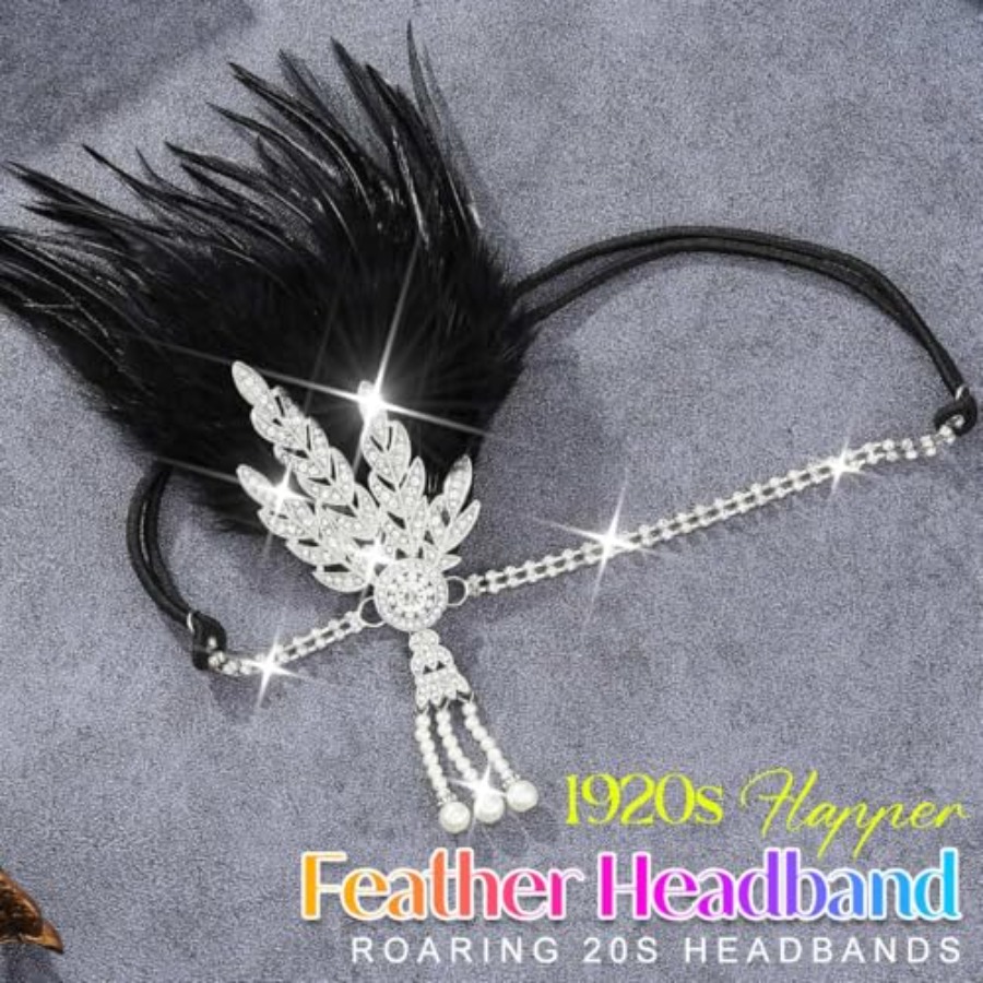 1920s Flapper Feather Headband - Men'S Accessories In The 1920S avaliação e preço