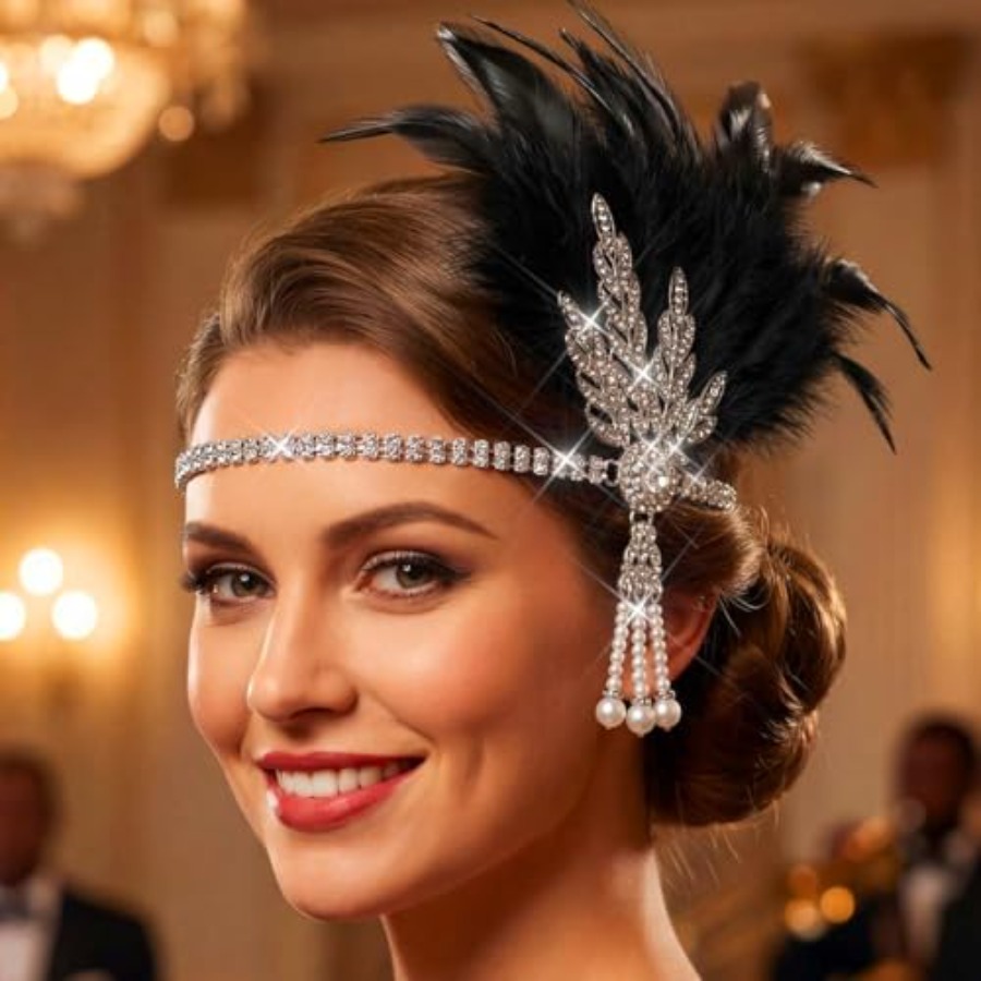 1920s Flapper Feather Headband - Men'S Accessories In The 1920S avaliação e preço