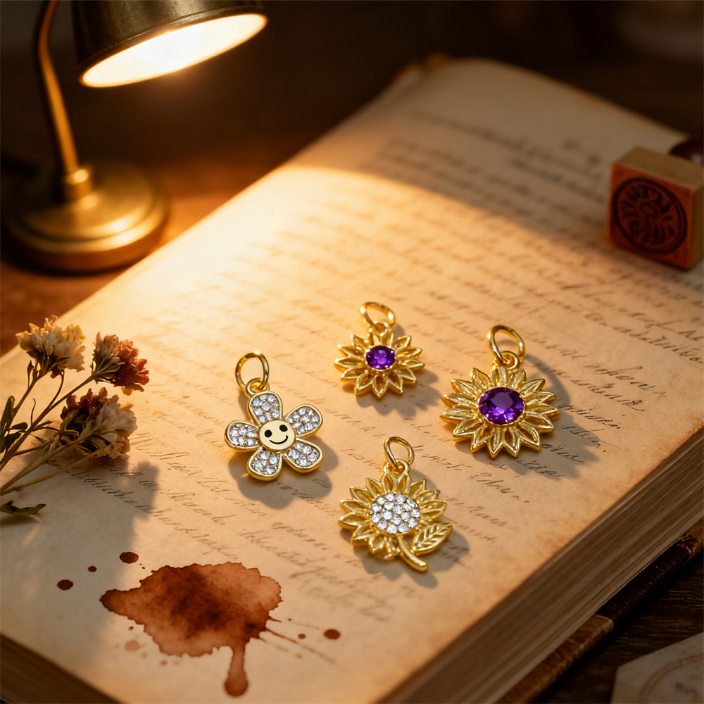 3Pcs Pendants Brass Zircon Flo - Men Accessories Bouquet avaliação e preço