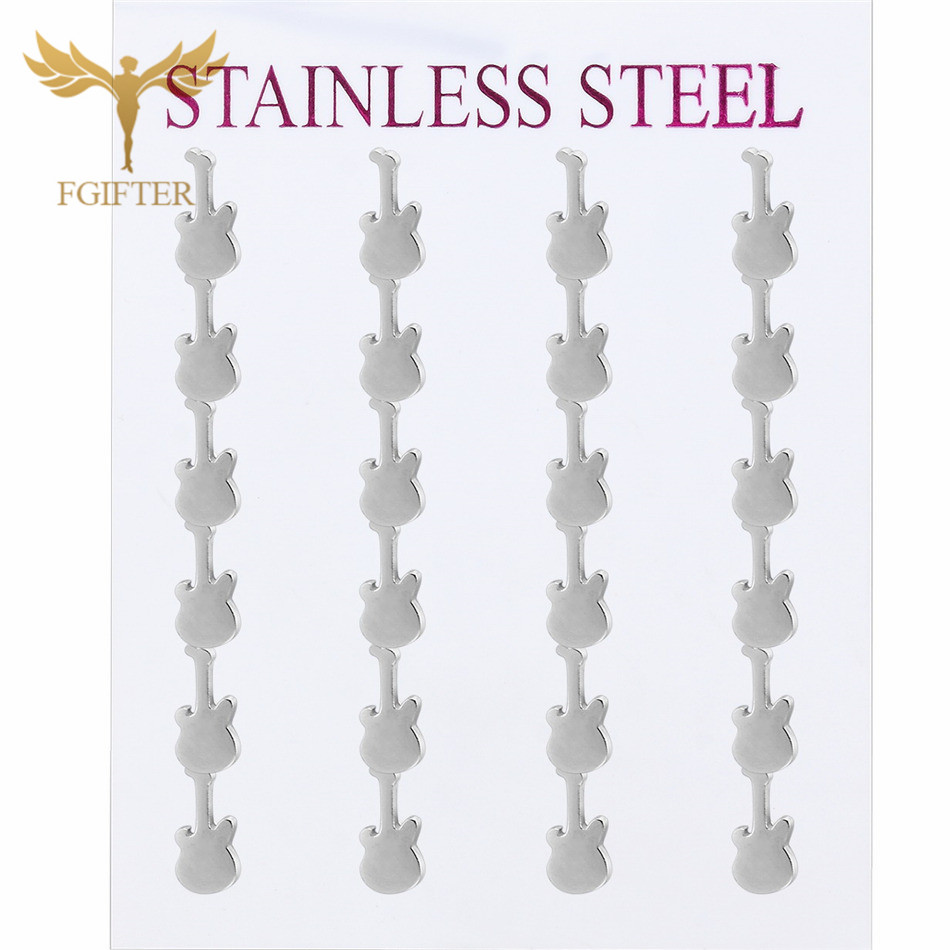 12 Pairs Music Guitar Earrings - Men Accessories In Store avaliação e preço