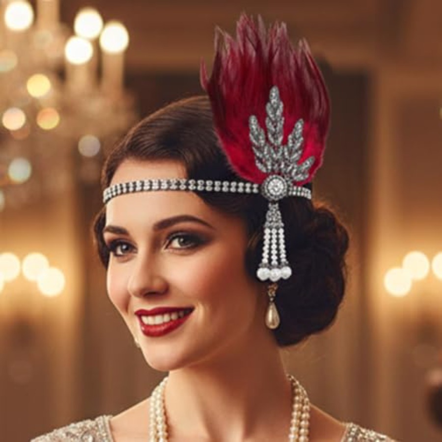1920s Flapper Feather Headband - Men'S Accessories In The 1920S avaliação e preço